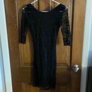 Fitted black lace dress
